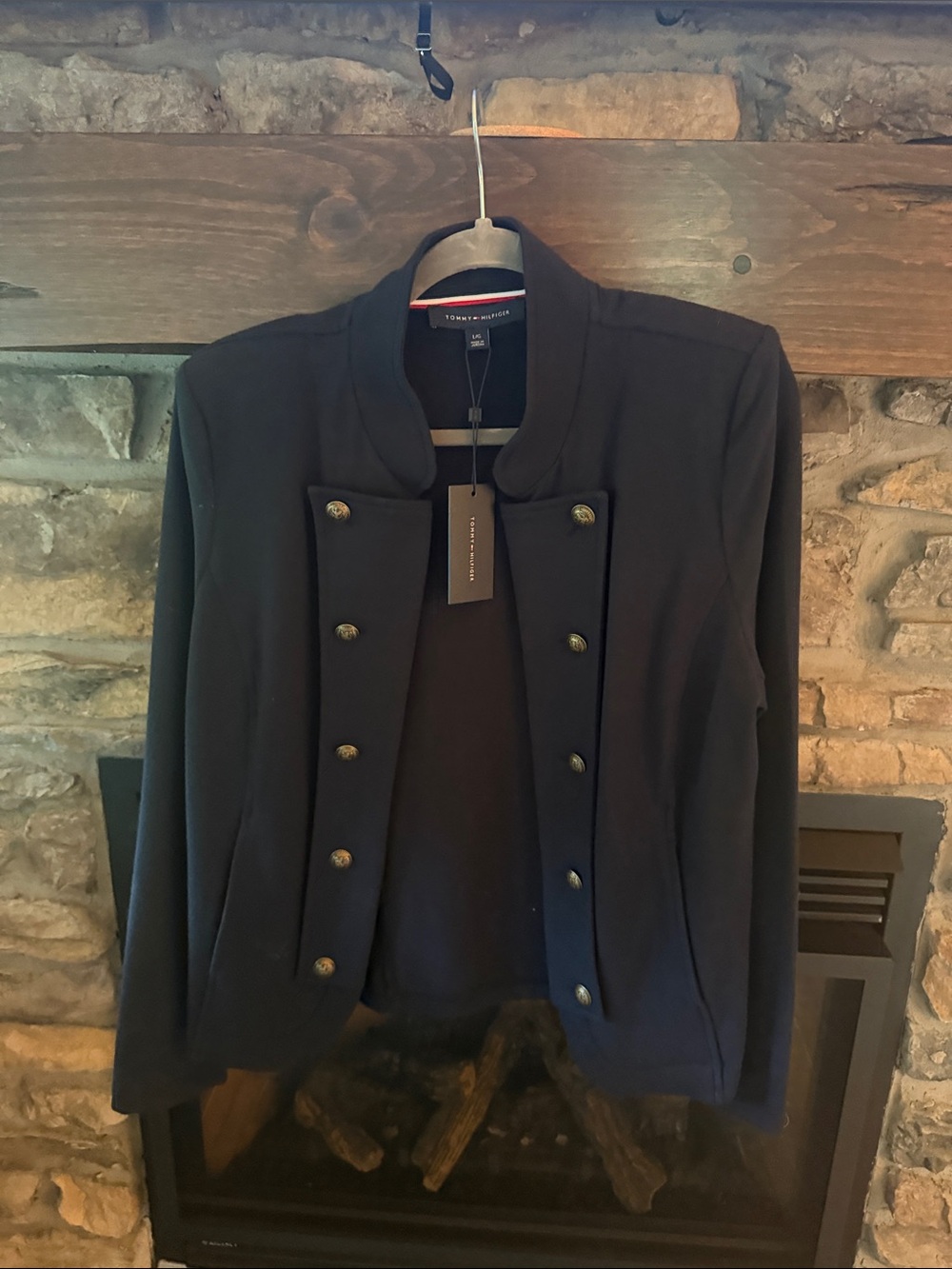 Tommy Hilfiger Navy Military-Style Button Front Blazer